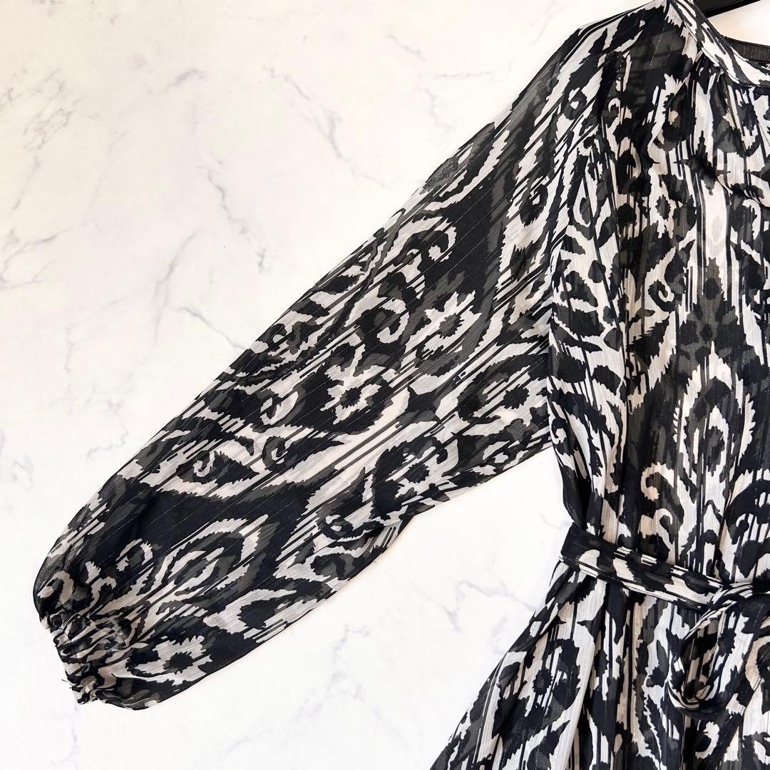 SPECCHIO スペッチオ ダマスク柄 シフォン ロング ワンピース 総柄