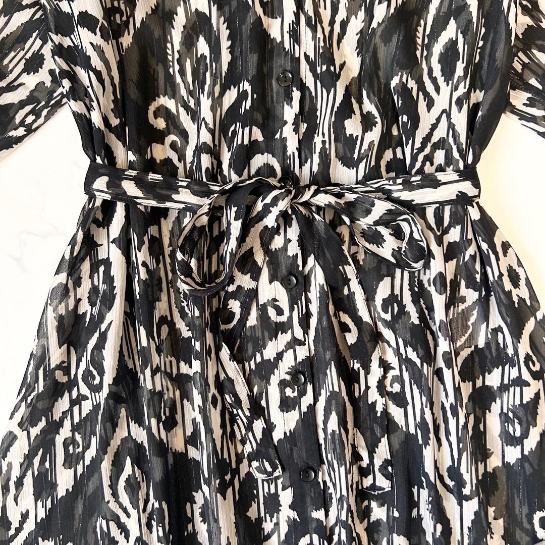 SPECCHIO スペッチオ ダマスク柄 シフォン ロング ワンピース 総柄