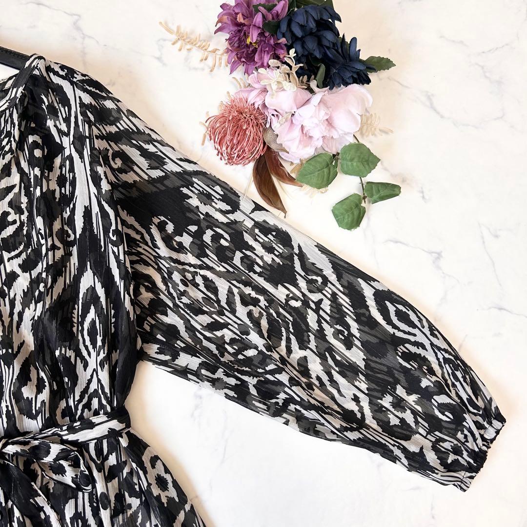 SPECCHIO スペッチオ ダマスク柄 シフォン ロング ワンピース 総柄