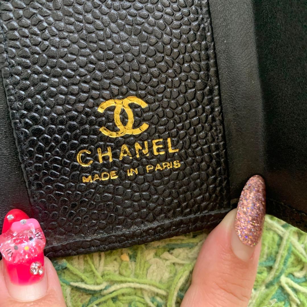 CHANEL ブラック レザー キーケース
