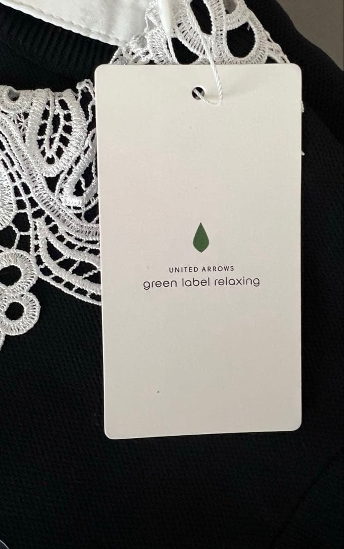 新品【green label relaxing】襟レース 5分袖ニットワンピース