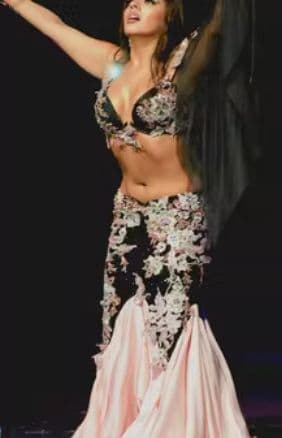 ベリーダンス衣装 ブラスカート セット 花モチーフ ピンク オーダーメイド