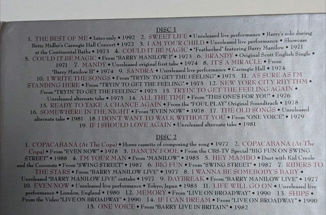 CD4+DVD★Barry Manilow／Complete〜 バリー・マニロウ