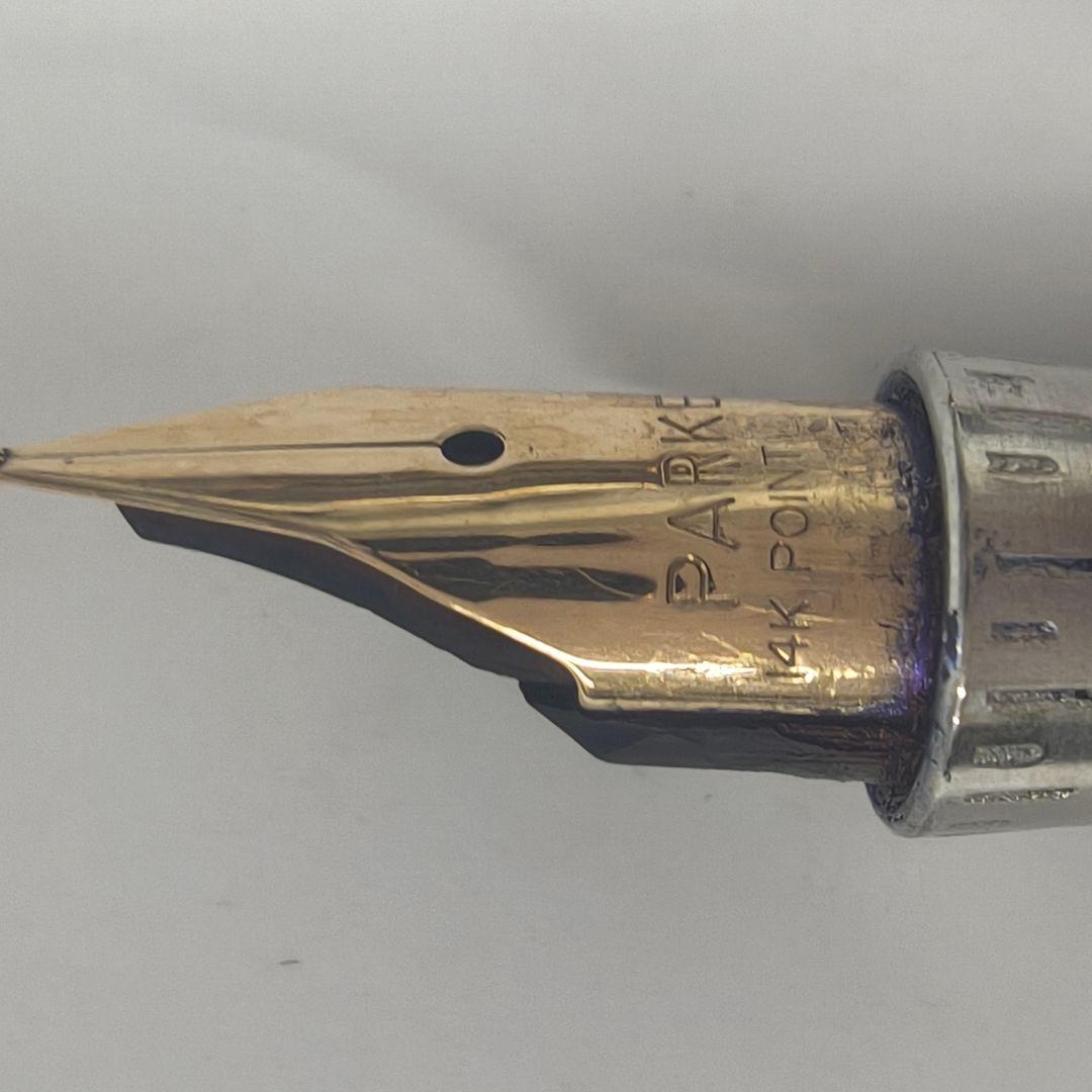 Parker ペン先14Kゴールド　チェック柄 万年筆 スターリングシルバー