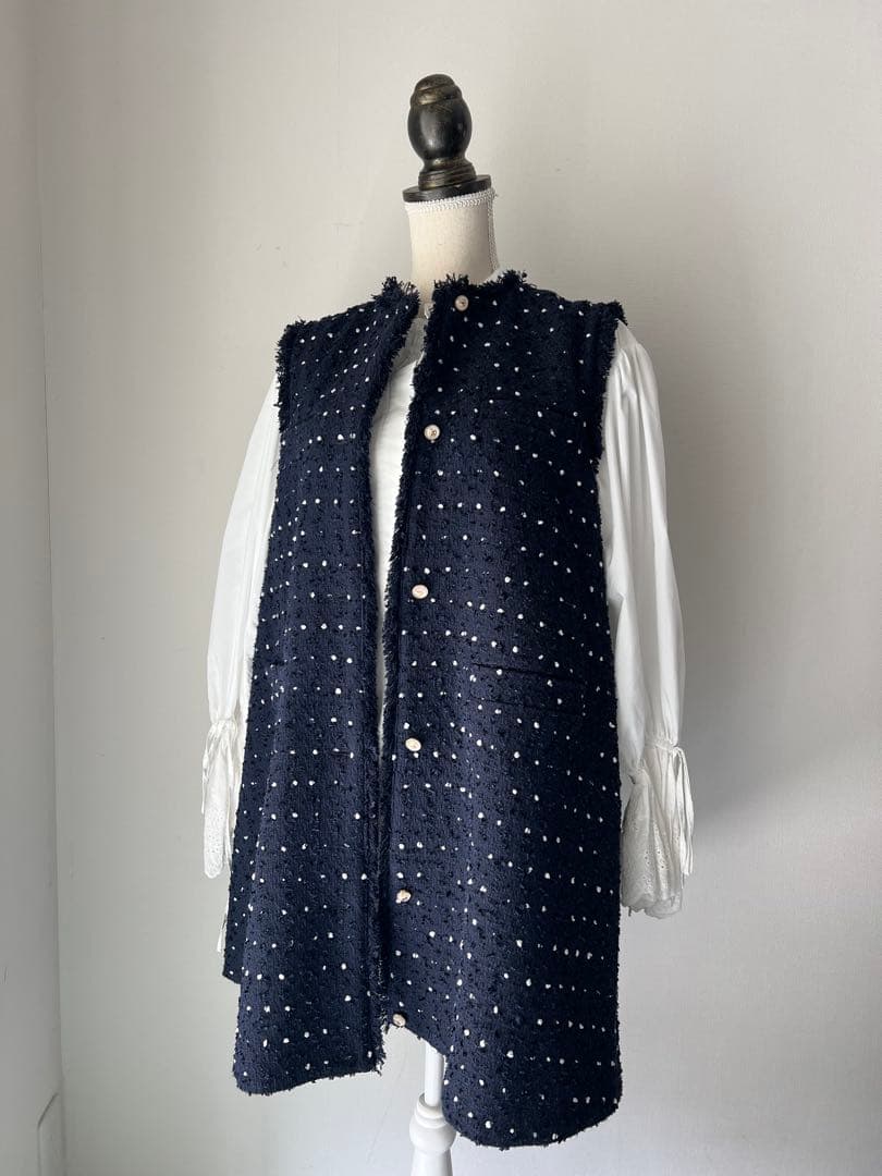 アドニシス　ネイビーツイード ロングジレ