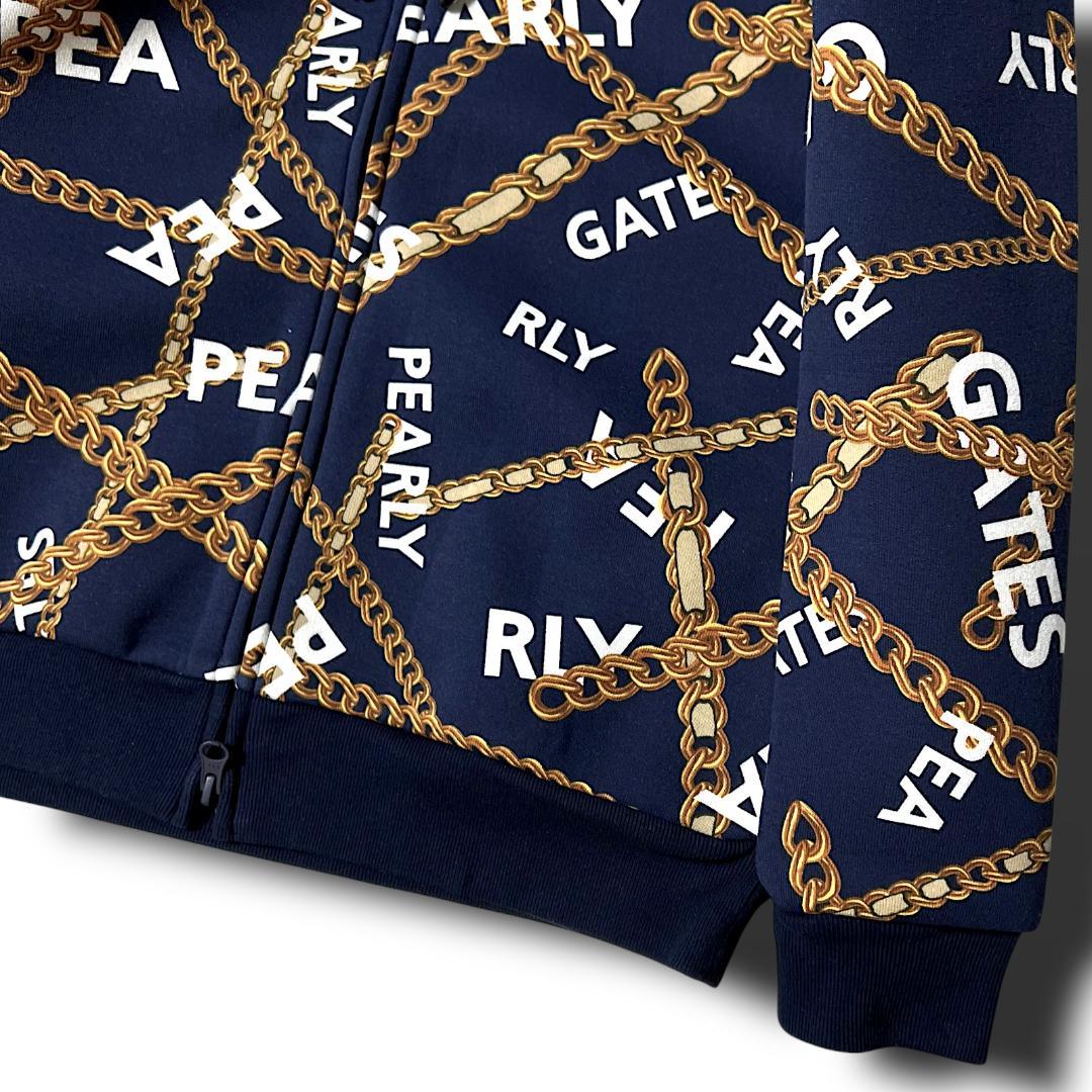 0 パーリーゲイツ チェーンロゴ柄 ツイルダンボール フルジップフーディ 121