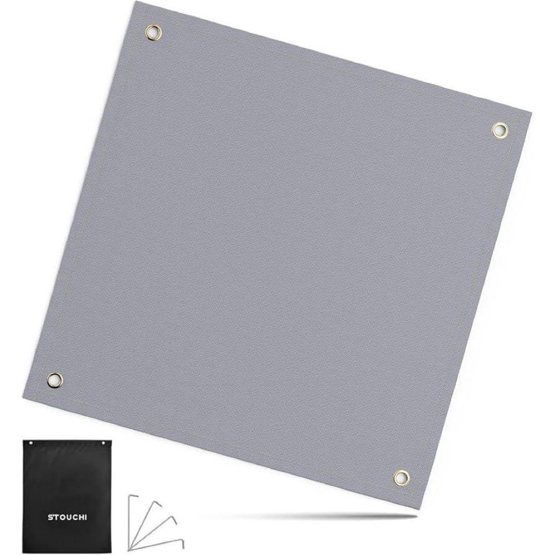 新品⭐焚火シート 銀 50cmX50cm キャンプ ペグ付き シリコン 耐熱