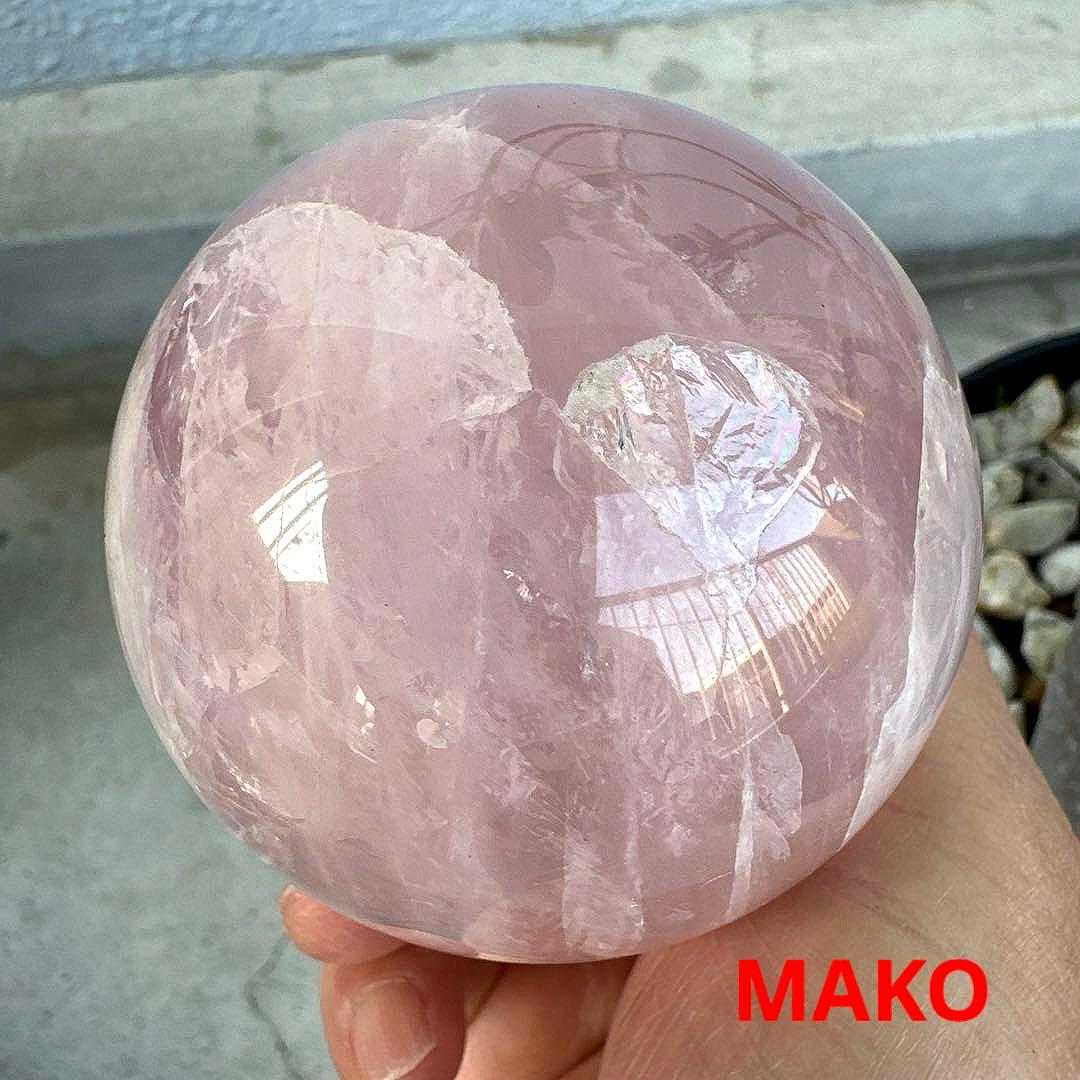 M1924☆スターローズクォーツ丸玉80mm☆天然石　原石☆N50605-A