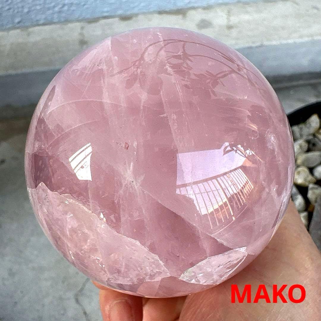 M1924☆スターローズクォーツ丸玉80mm☆天然石　原石☆N50605-A