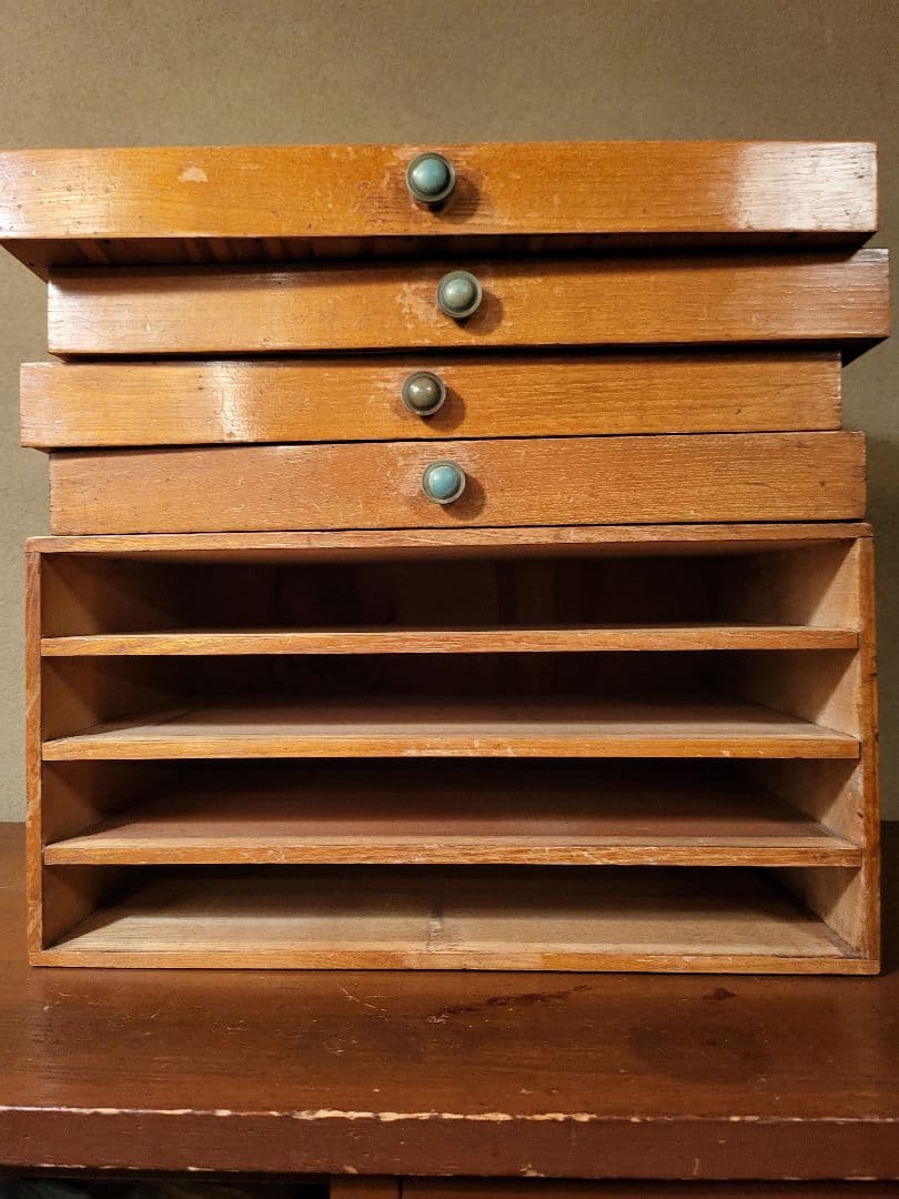 小引き出し　引き出し　4杯　こま印　レトロ　ヴィンテージ