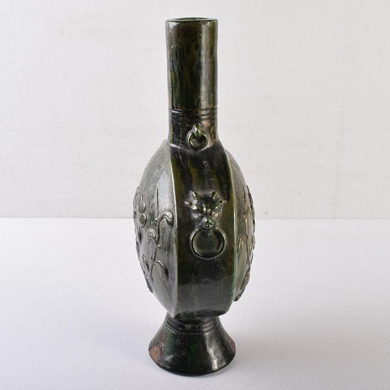 beach　刻花文　扁壷　花瓶　高さ約34cm　時代箱　V　R8628H