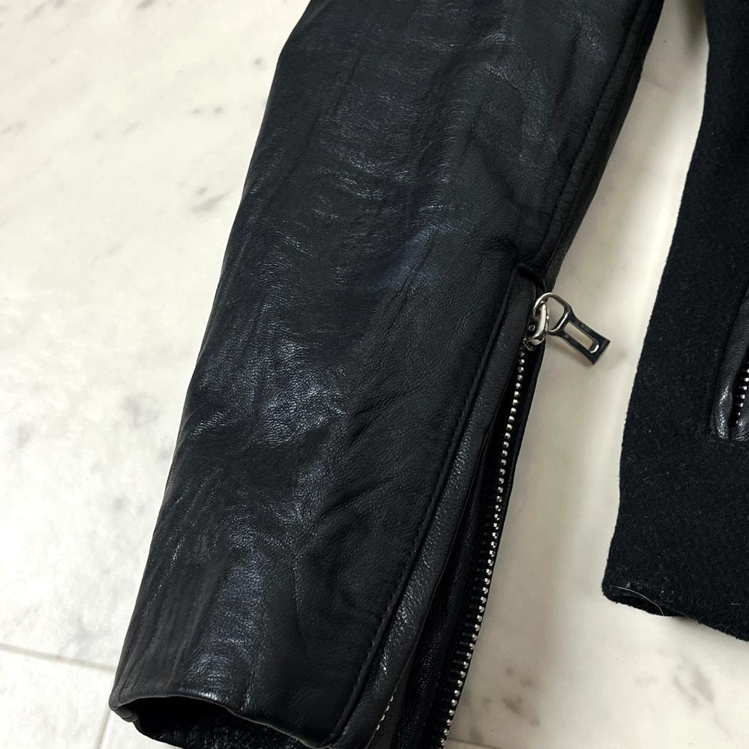 SHELLAC メルトン × ゴートレザー 山羊革 ドッキング ダブルライダース