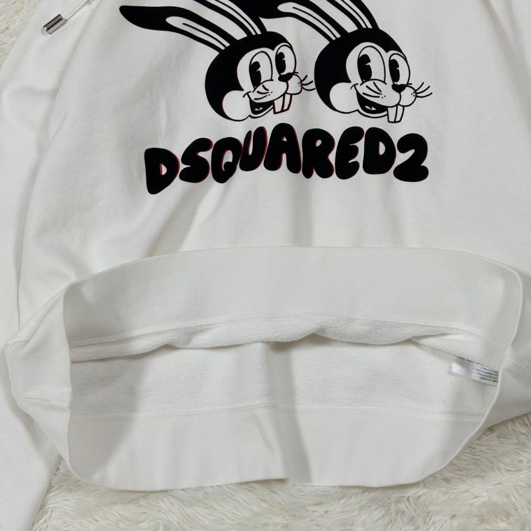 美品✨DSQUARED2 バニーロゴ プルオーバーパーカー 白 M