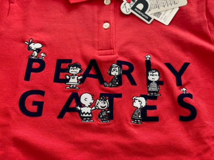 パーリーゲイツ×スヌーピー 鹿の子ポロシャツ　レッド　サイズ0