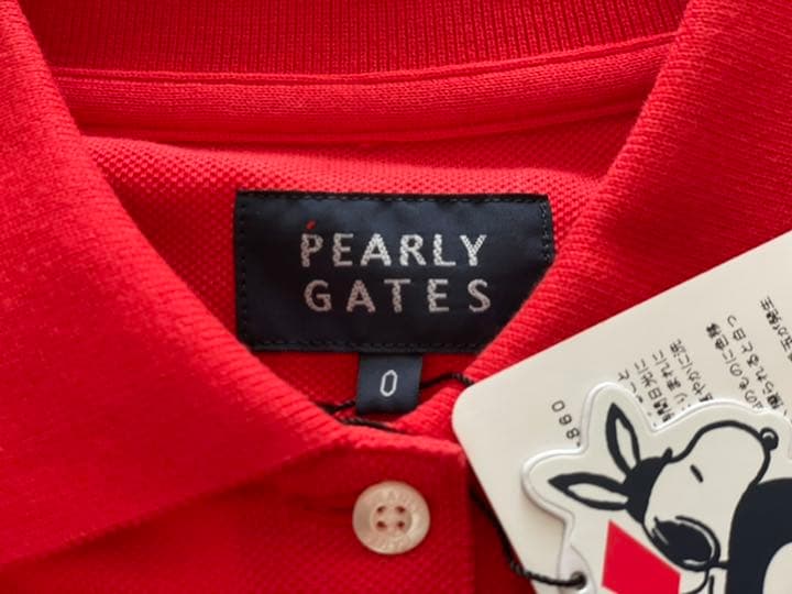 パーリーゲイツ×スヌーピー 鹿の子ポロシャツ　レッド　サイズ0