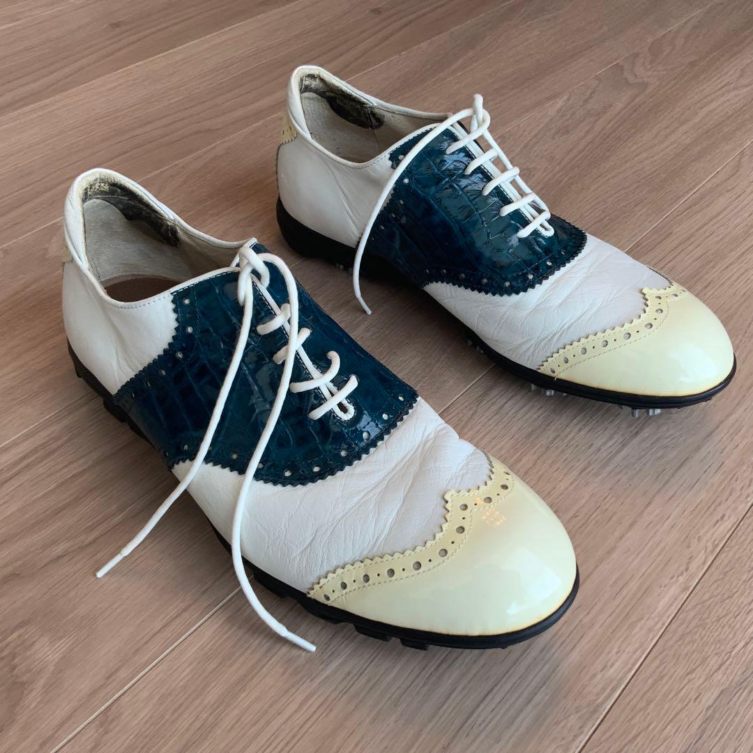 LANVIN SPORT ゴルフシューズ　ホワイト/ブルー　メンズ