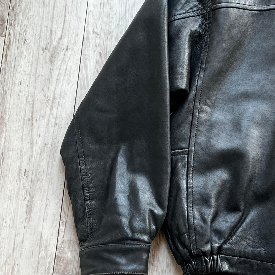 80s- NAUTICA A2 レザージャケット　XL 短丈　海外ストリート