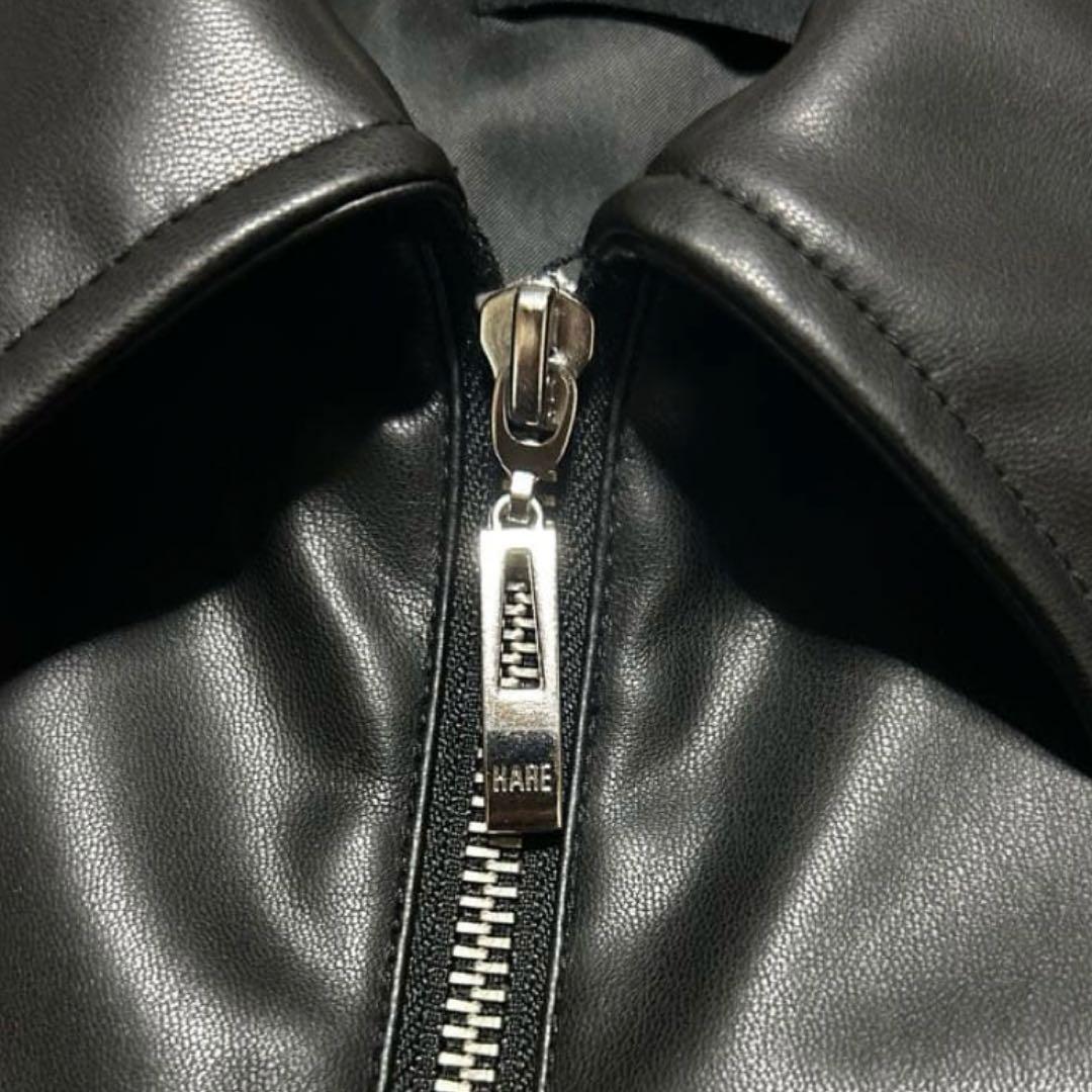 HARE レザーコンパクトブルゾン ダブルジップ レザージャケット ブラック S
