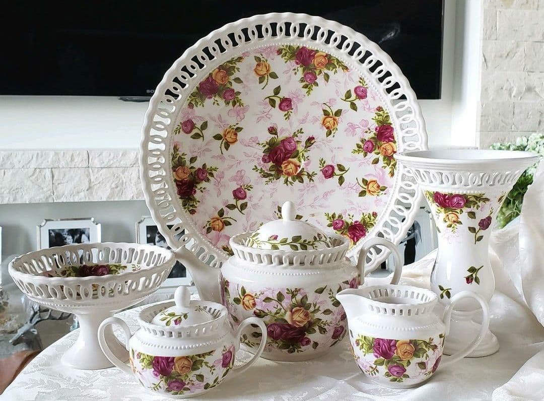 ロイヤルアルバート オールドカントリーローズ ピアス オーバルプレート トレイ