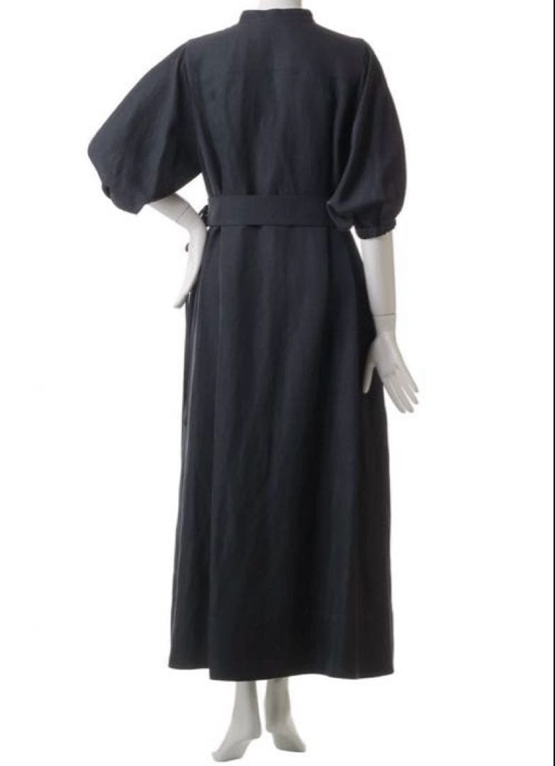 ebure リネンアセテート パフスリーブワンピース　 グレー　38