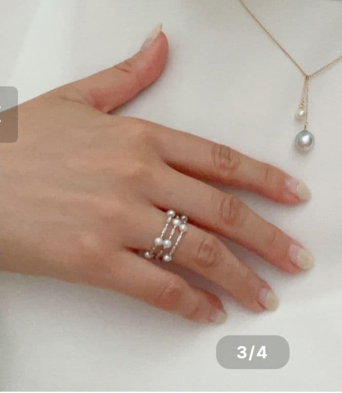 21日設定セール　淡水パールリング　細川直美Coccole　ホワイトゴールド