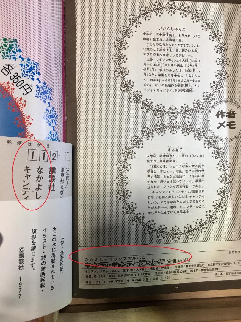 キャンディキャンディ 連載時イラスト集 いがらしゆみこ 水木杏子 なかよし出版