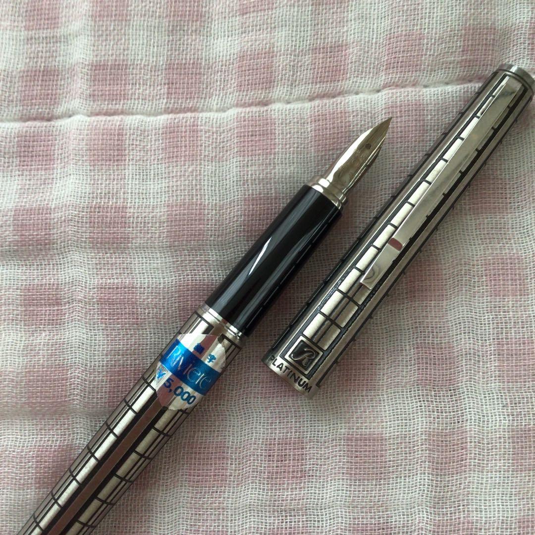 プラチナ 18K 18金 万年筆 リビエール 食刻 蝕刻 細字 廃盤