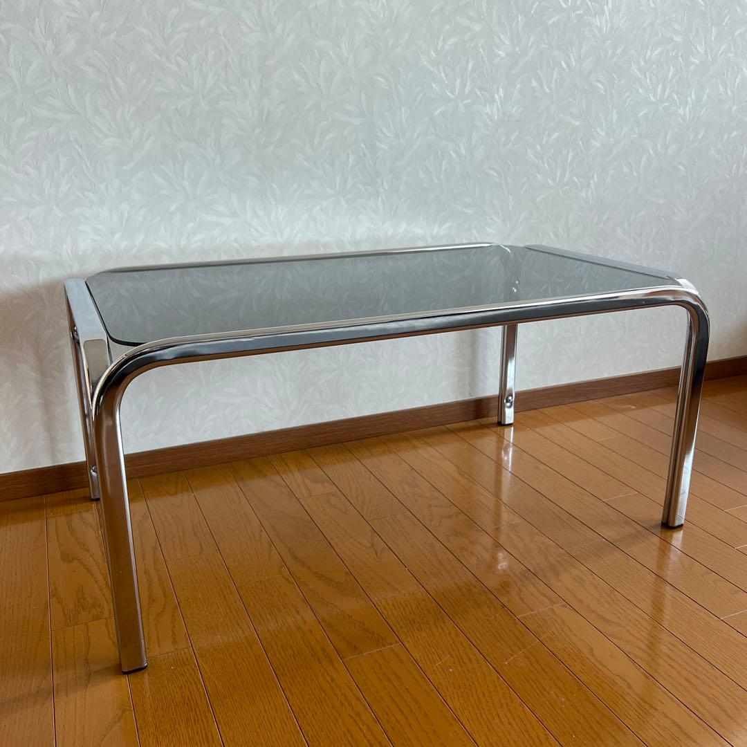 80s 90s ガラステーブル ミッドセンチュリー レトロ スモーク センター