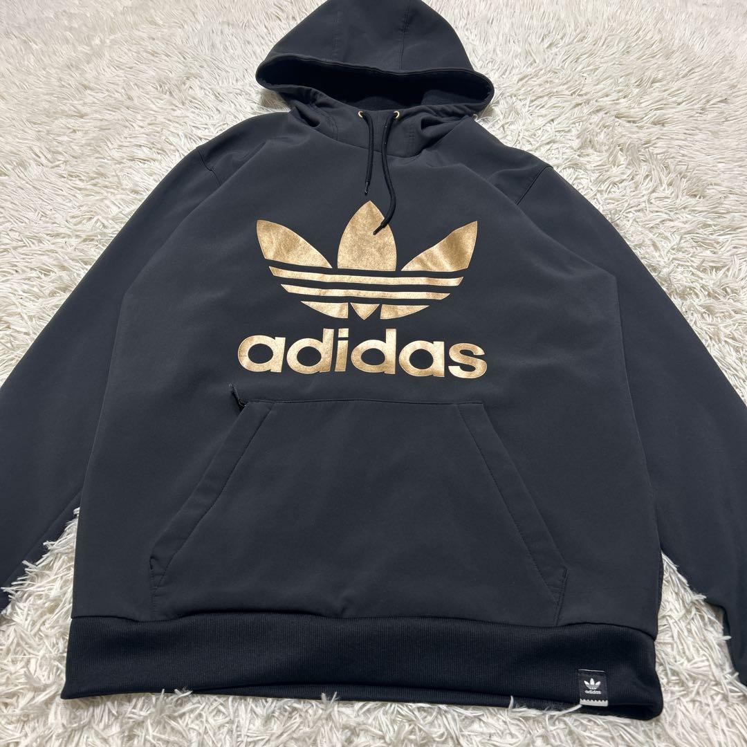 adidas 希少カラー　ゴールドロゴ　撥水パーカー　スノボウェア　デカロゴ
