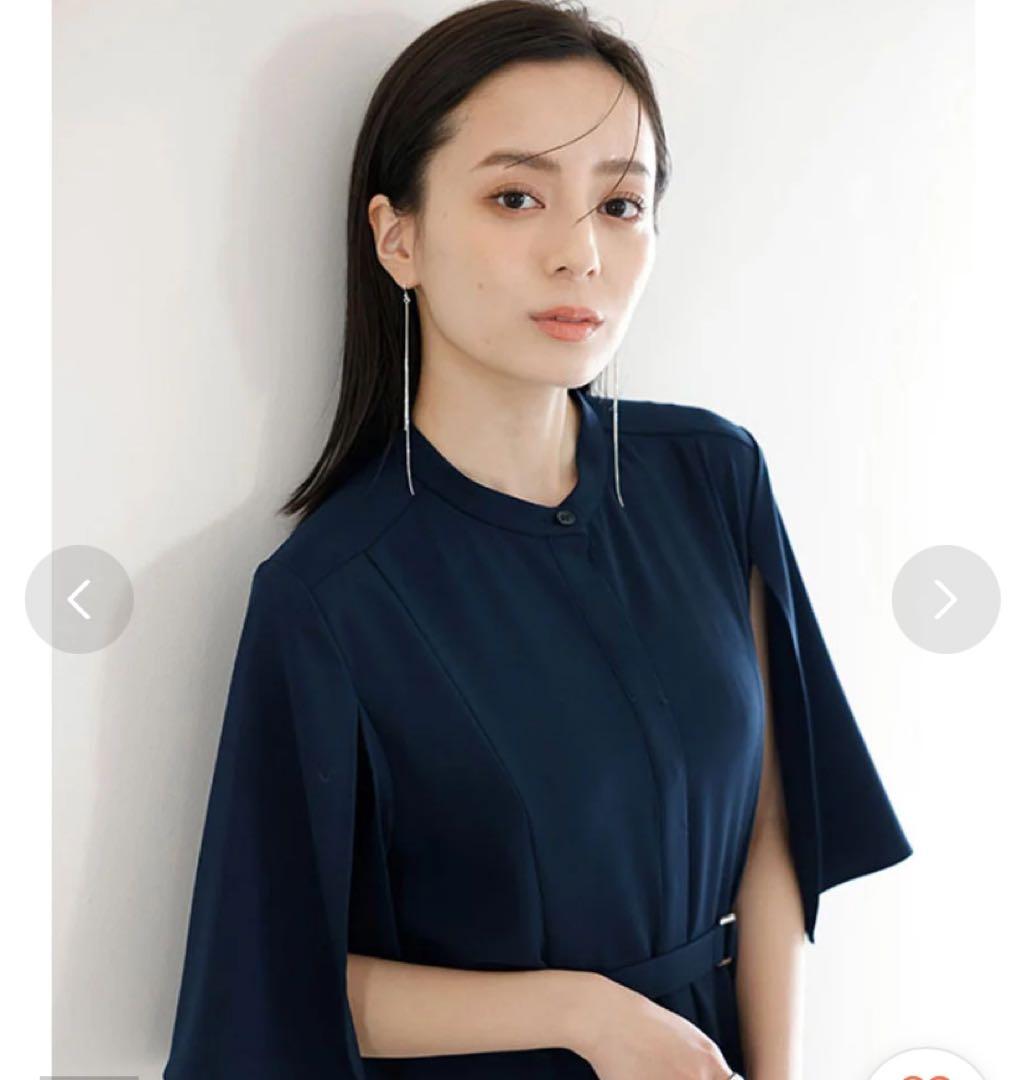 anuans（アニュアンス） スリットスリーブフレアワンピース （NAVY）