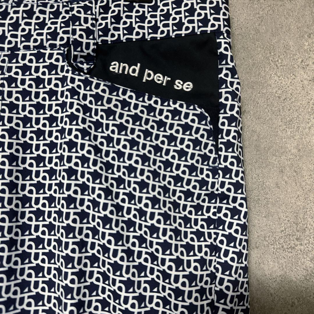 and per se アンパスィ 総柄 ゴルフ パンツ メンズ 79 ネイビー