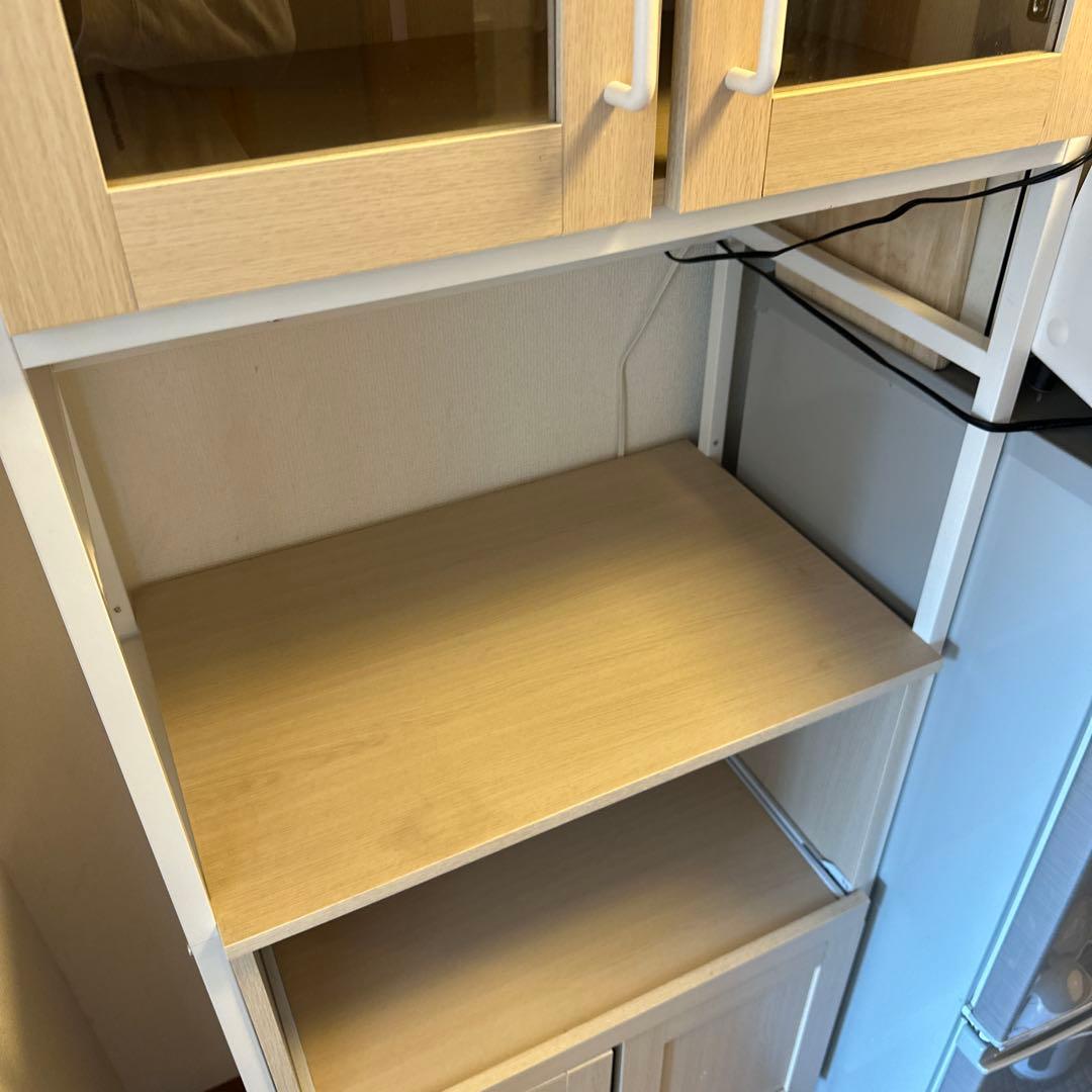 是空さま専用　ナチュラル木製ガラス扉食器棚　ニトリ