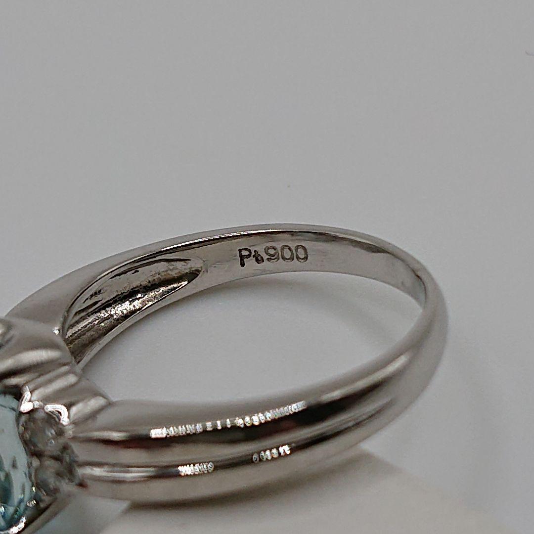 こまめしば様天然アクアマリン 天然ダイヤモンドリング プラチナ900