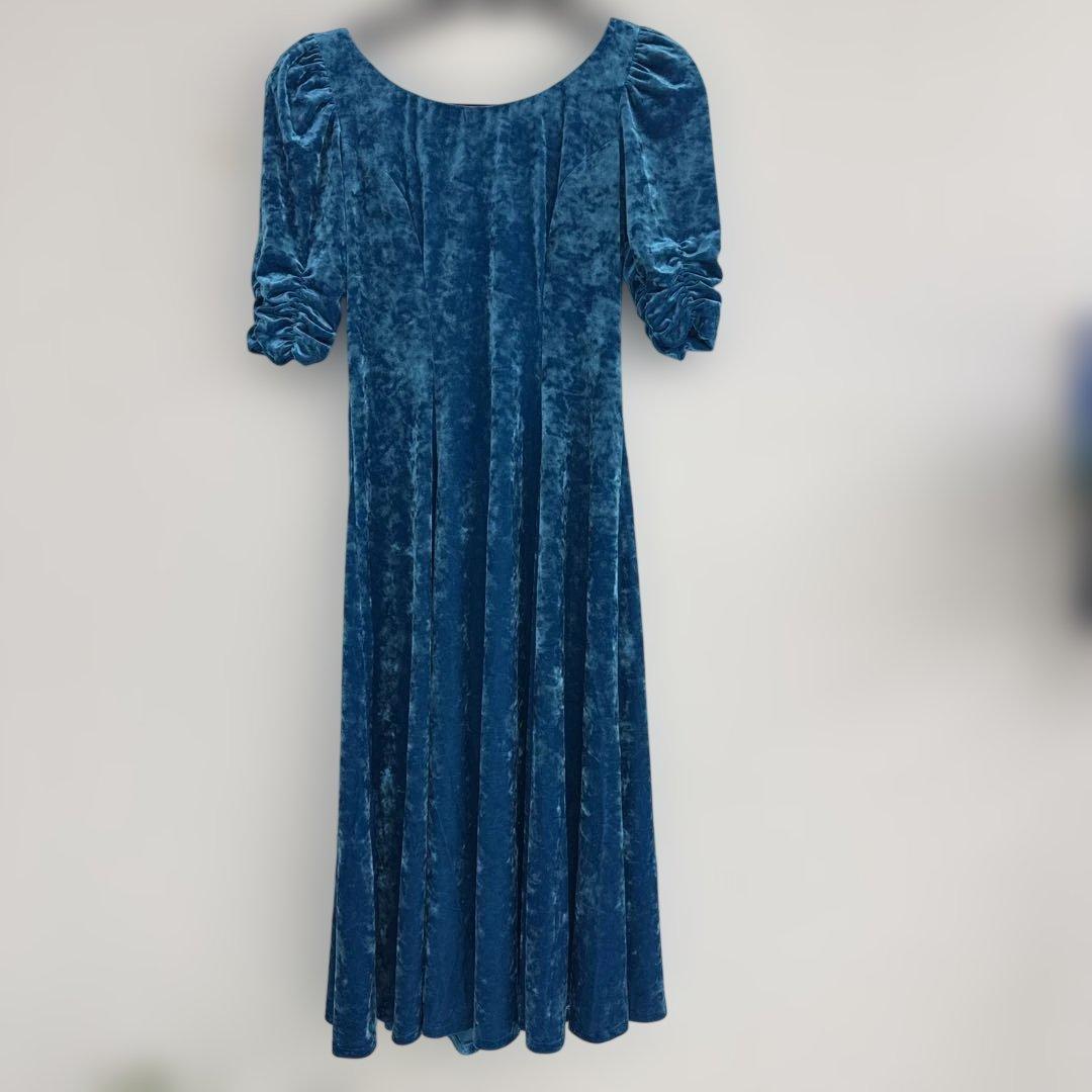 CCFASHIONS ターコイズブルー ベルベットドレス 3-4サイズ