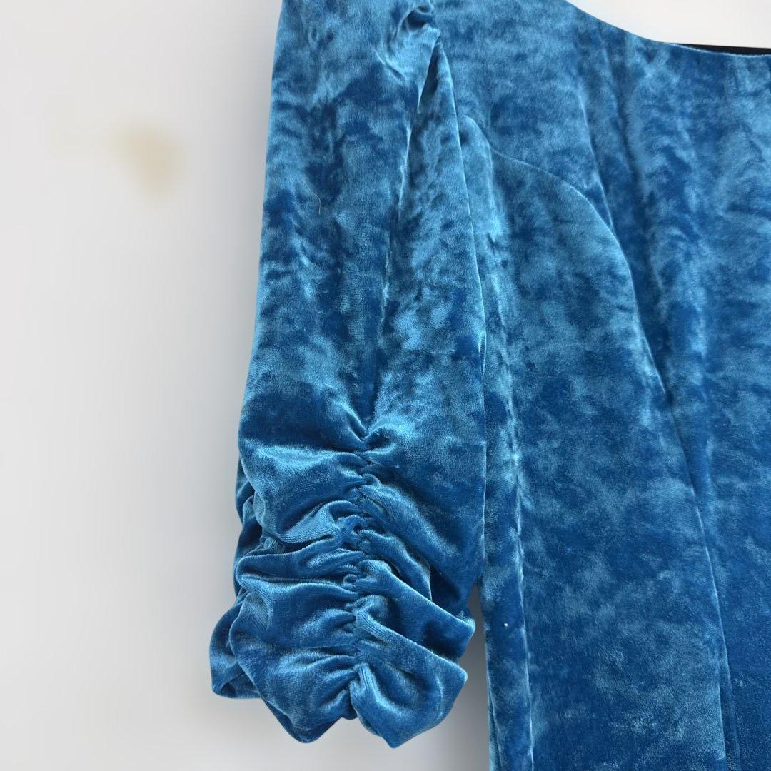 CCFASHIONS ターコイズブルー ベルベットドレス 3-4サイズ