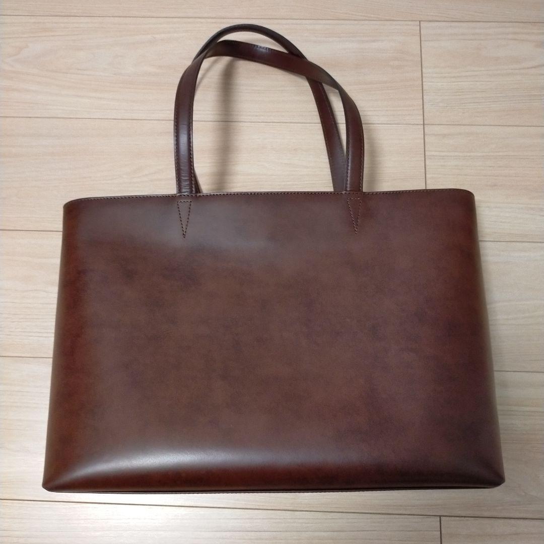 HERGOPOCH　ワキシングレザー トートバッグビジネスバッグ　ダークブラウン