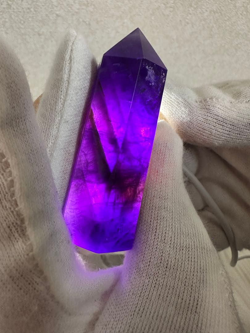 極美品 ボリビア産アメトリン ポイント 高発色 ファントム バイカラー水晶450