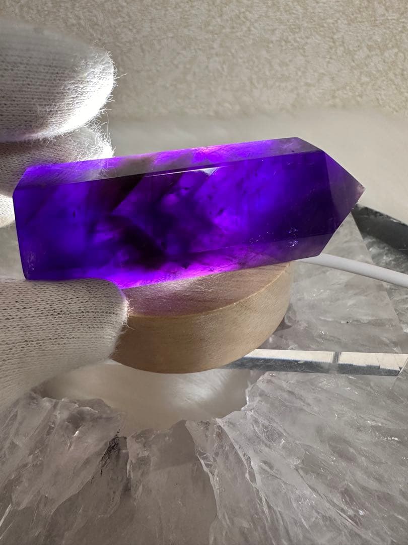 極美品 ボリビア産アメトリン ポイント 高発色 ファントム バイカラー水晶450