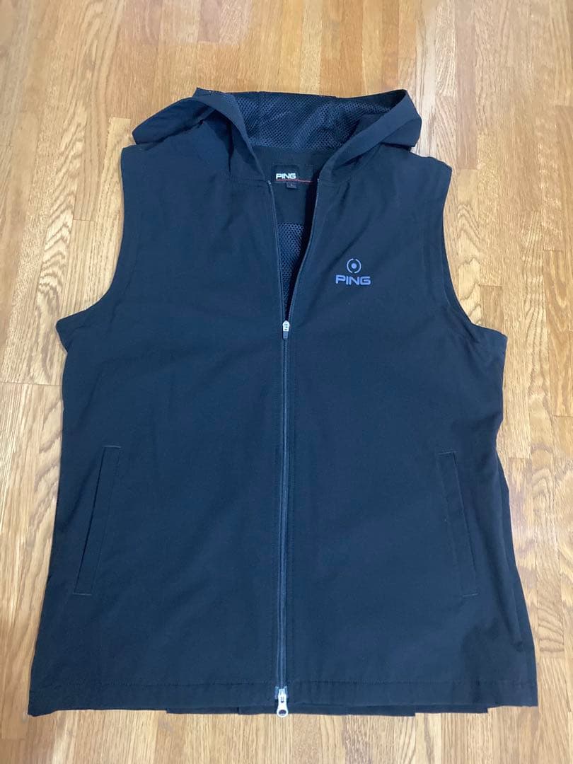 PING レディース ゴルフウェア フード付きアウター　ベスト　黒　袖取り外し可