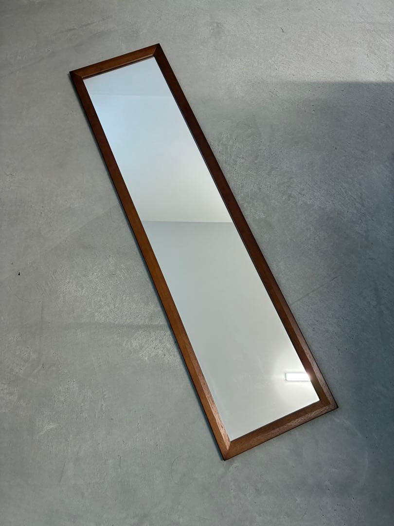 木製姿見　鏡　ウォールミラー　天然木　ミッドセンチュリー　ビンテージ