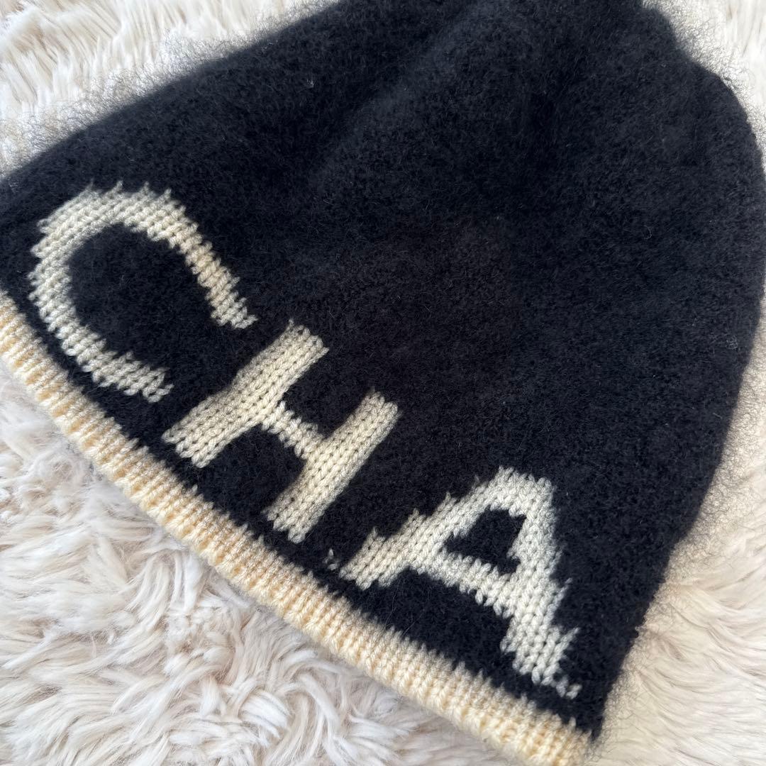 CHANEL ロゴニット帽 カシミヤ混合