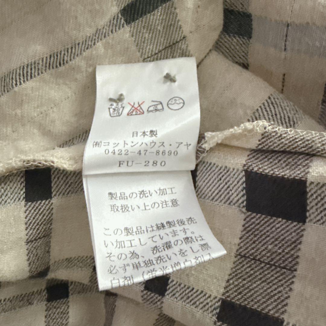 コットンハウス アヤ チェック柄 ワンピース リネン ゆったり M 美品