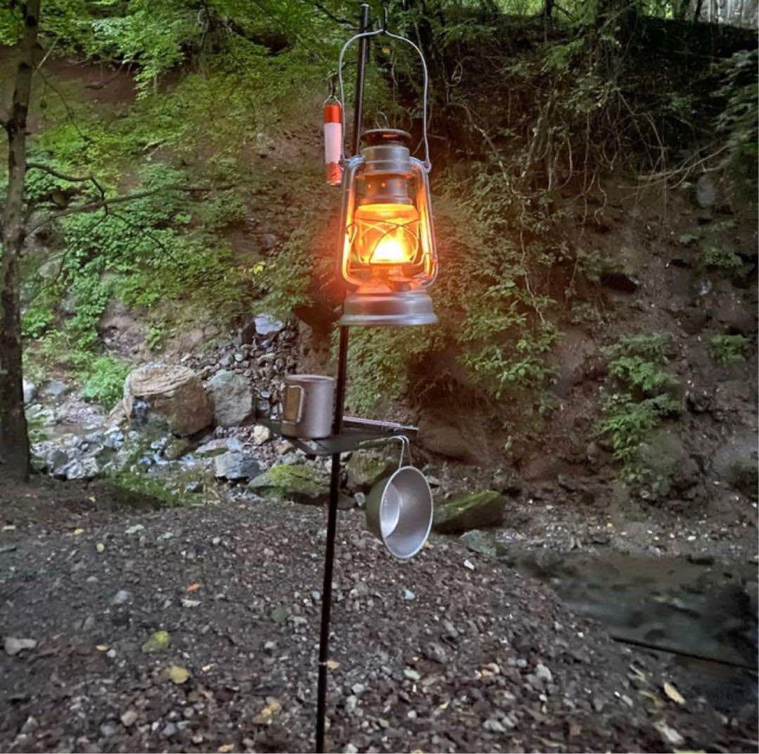 2WAY ランタンハンガー スタンド ミニテーブル付き ブラック