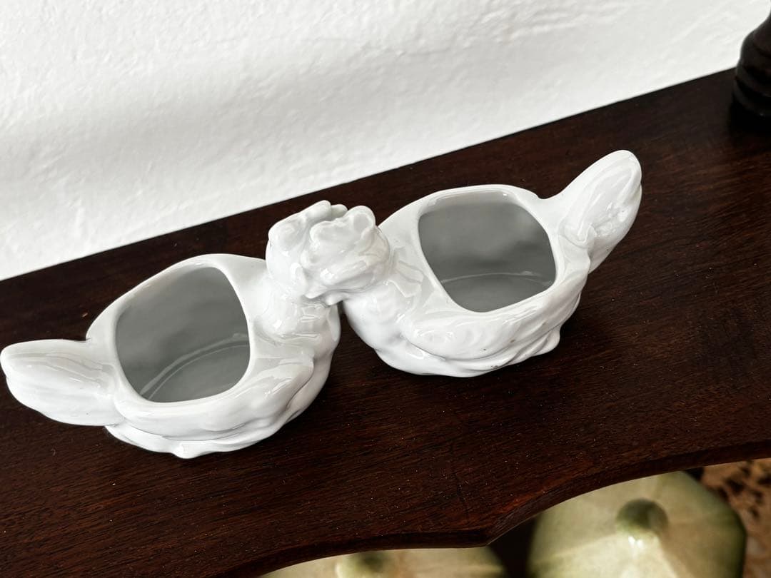 フランス　蚤の市　鳥のツガイ　置物　陶器製　ブロカント