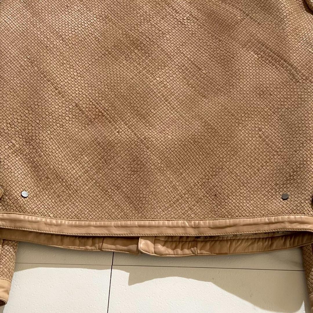 希少　60万　エトロ　イントレチャート　ラムレザー　シルクペイズリー　ライダース