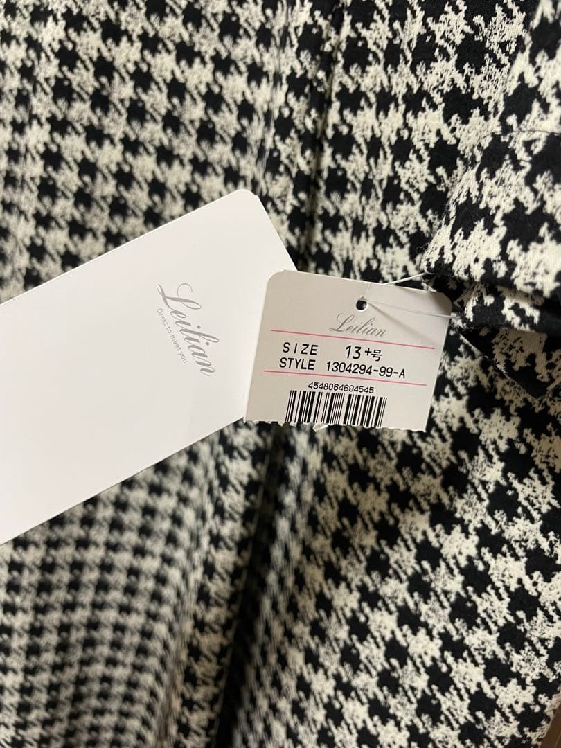 タグ付　13号プラス　レリアン　プラスハウス　ワンピース　千鳥格子　コットン