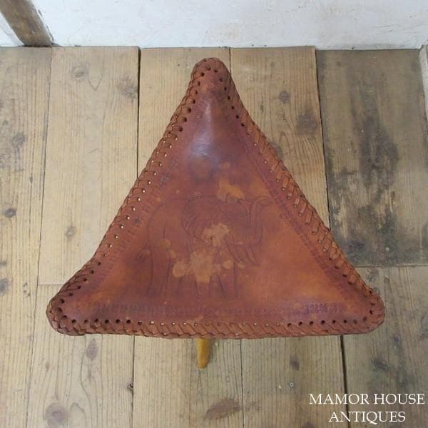 イギリス アンティーク 家具 スツール リアルレザー 折り畳み 英国 4672e