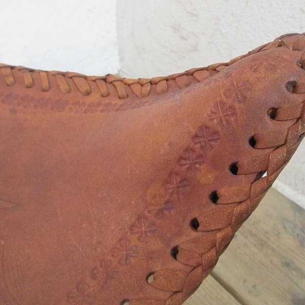 イギリス アンティーク 家具 スツール リアルレザー 折り畳み 英国 4672e