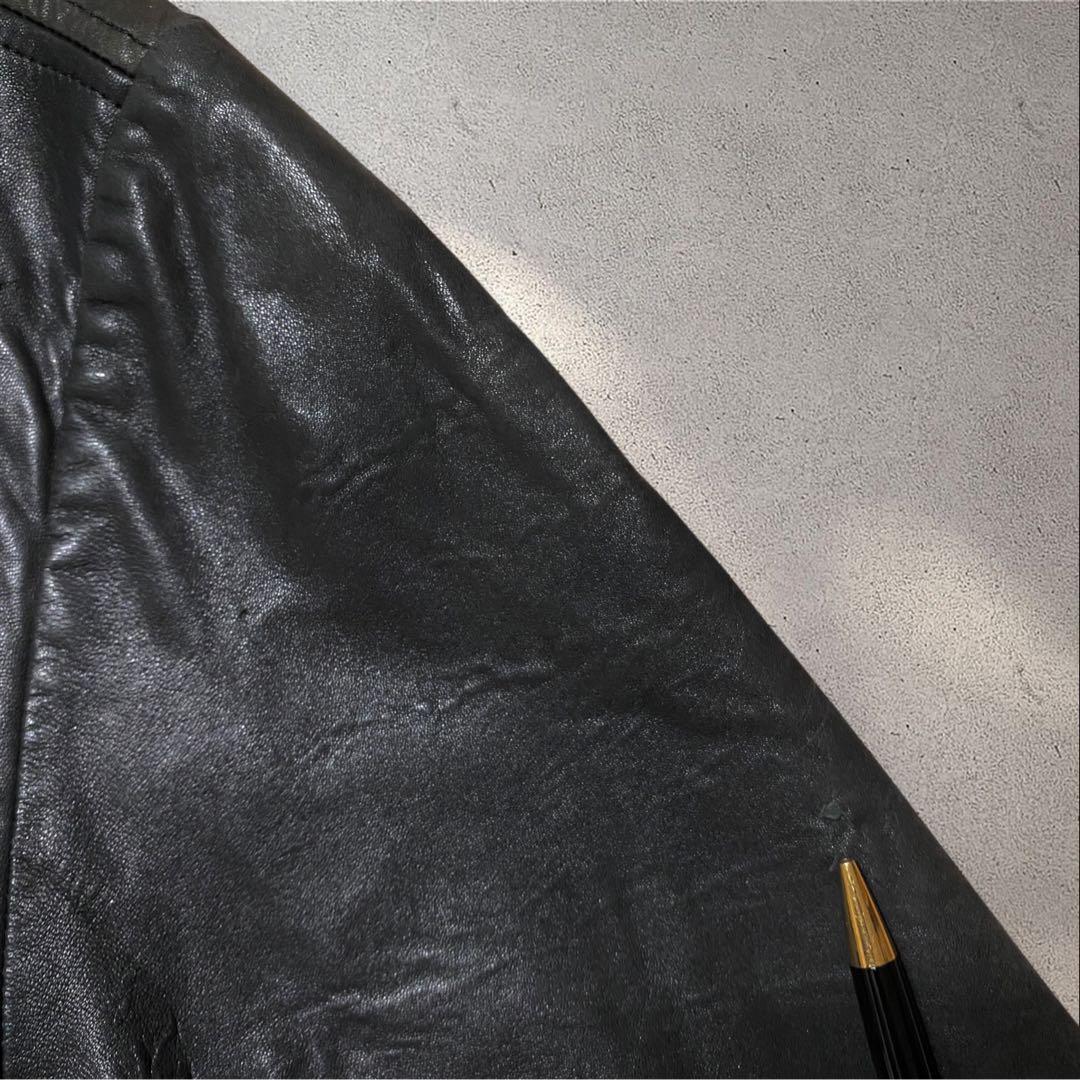 山田レザードリズラーXLトラッカージャケットジップアップブラック短丈G1本