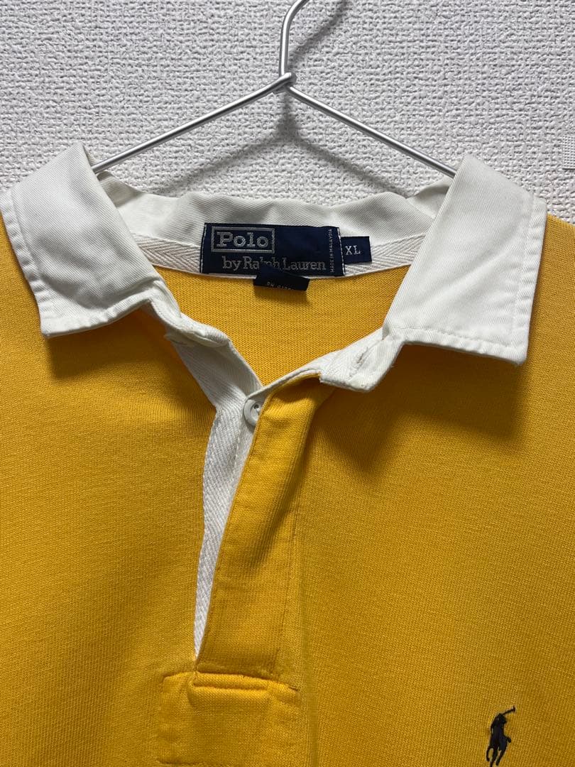 オーバーサイズ　イエロー 長袖ポロシャツ ポロ・ロゴ